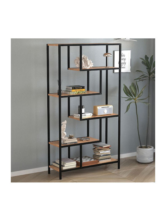 Βιβλιοθήκη Larissa Μαύρο - Pine Oak 90x30x159εκ.