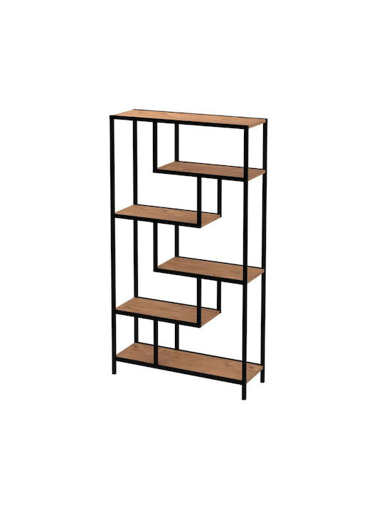 Βιβλιοθήκη Larissa Μαύρο - Pine Oak 90x30x159εκ.