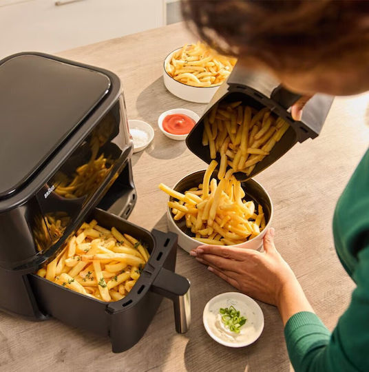 Braun Braun Heißluftfritteusen mit Doppeltem Abnehmbaren Behälter 8lt Schwarz 2094458
