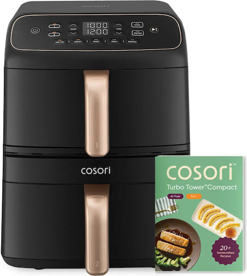 Cosori Heißluftfritteuse mit Doppeltem Abnehmbaren Behälter 8,6 l Schwarz 1391504