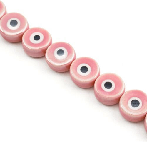 Ochi Ceramic 12mm 12 Bucăți/Șnur Gri