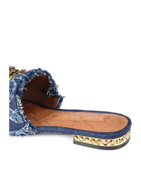 Damen Flache Sandalen Blau