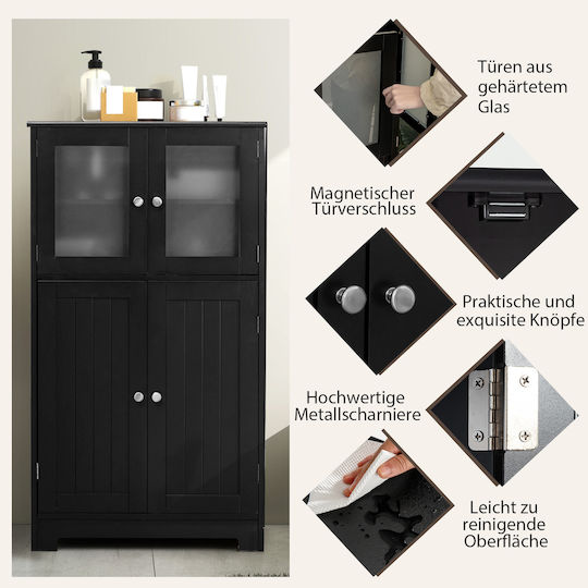 Costway Badezimmerschrank 109x58x30cm Schwarzes
