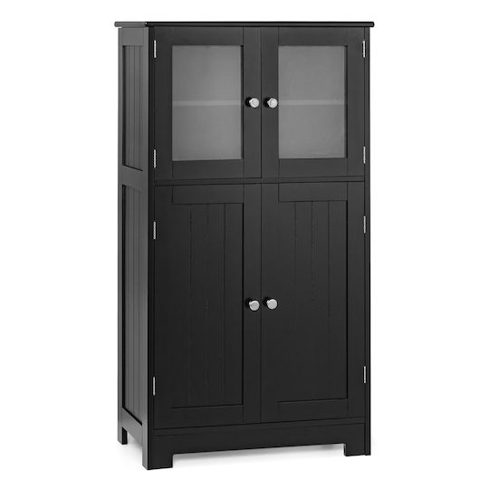 Costway Badezimmerschrank 109x58x30cm Schwarzes