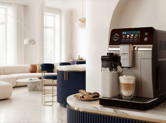 De'Longhi Eletta Αυτόματη Μηχανή Espresso 1450W Πίεσης 19bar για Cappuccino με Μύλο Άλεσης Γκρι 2106079