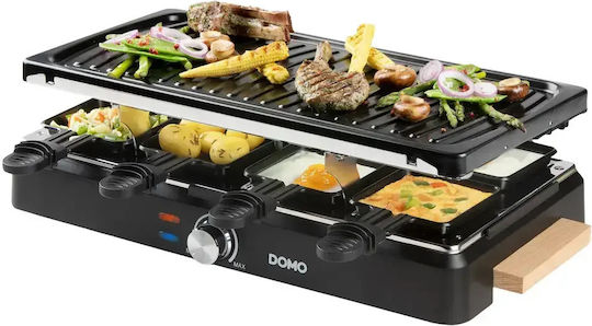 Domo Grătar Electric De Masă Raclette Cu Placă Canelată 1400W Cu Termostat Reglabil 25x49,5cm