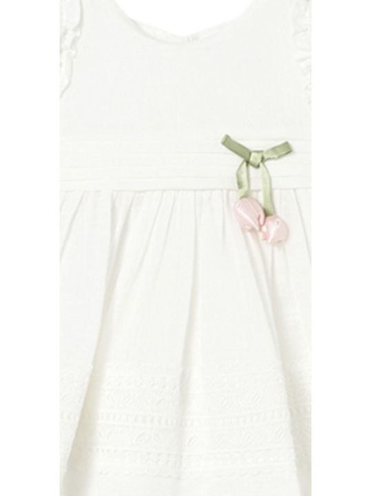 Girls Sleeveless Dress with Lace Set with Accessories Ecru