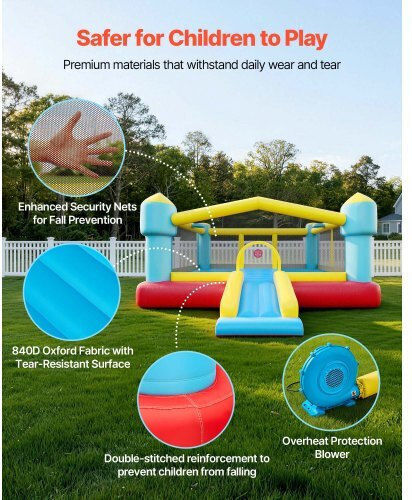 Vevor Aufblasbares Fun Castle Schloss mit Trampolin & Rutsche für 3-8 Jahre