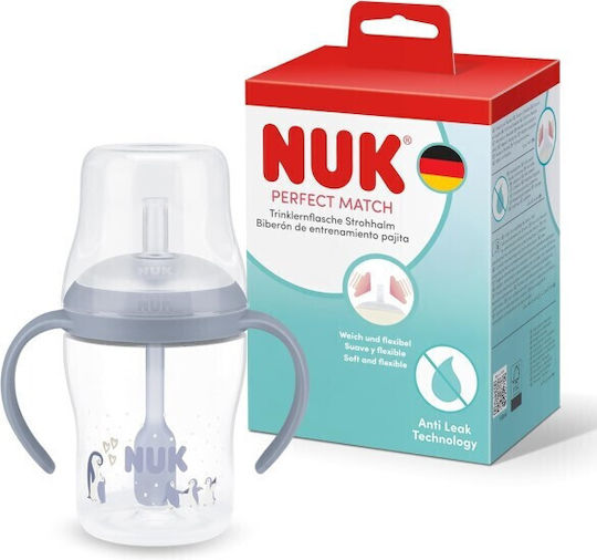 Nuk Baby Cup with Handles and Straw made of Silicone Blue 150ml for 8m+m+
