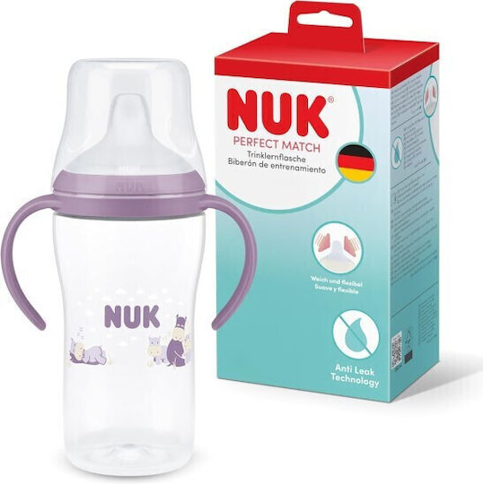 Nuk Cup Εκπαιδευτικό Μπιμπερό Πλαστικό με Λαβές Μωβ για 6m+ 260ml