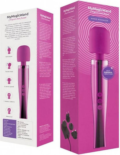 Pink Rechargeable 13-Speed Massage Vibrator Mymagicwand Wand Massager 32.7cm