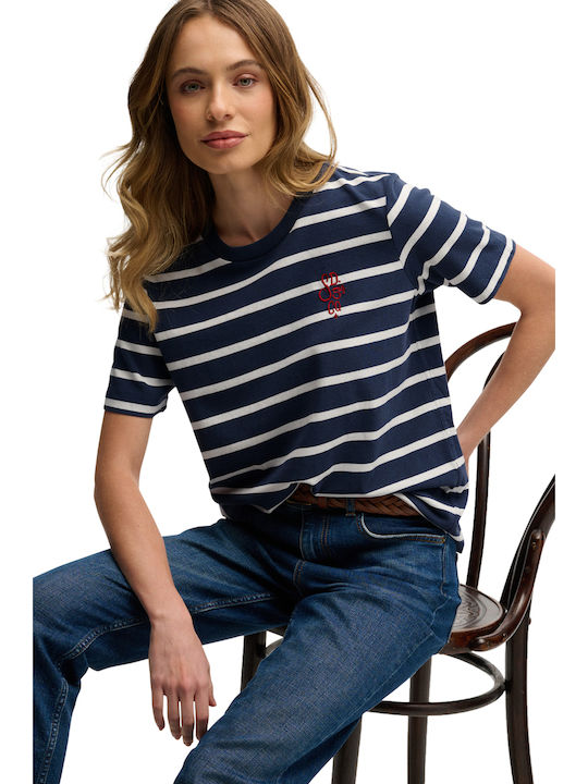 Heritage Women's Cotton Striped Blouse Jkc Navy Stripe