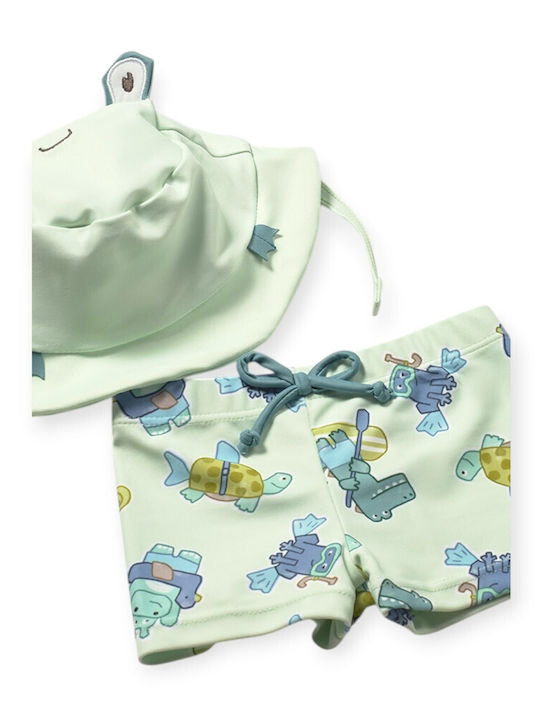 Mayoral Kids Swimwear Swimwear Set with Hat Green