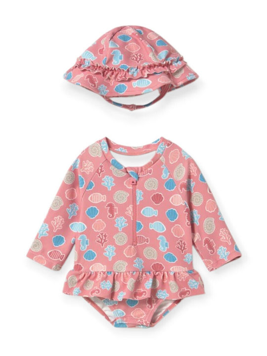 Mayoral Kids Swimwear Swimwear Set with Hat Terracotta