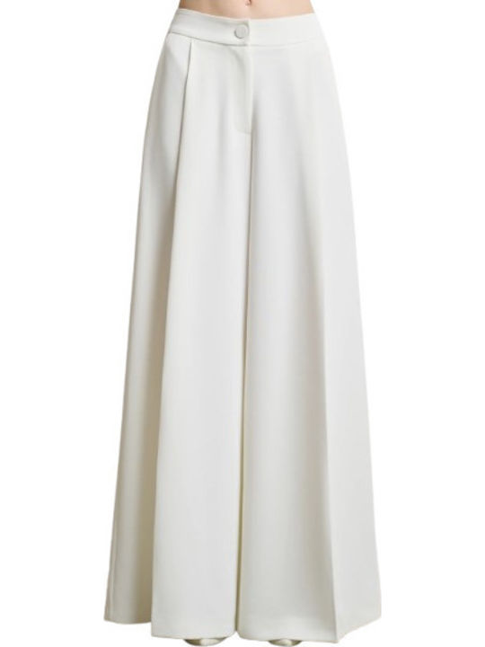 Damen Hoch tailliert Stoff Hose White
