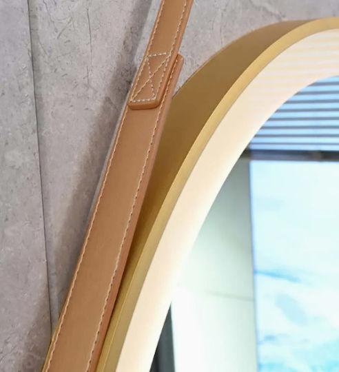 Bathroom Mirror Led Touch Gold Mirrorlux Selene S-4676g Round Frame Diameter 600mm Gold