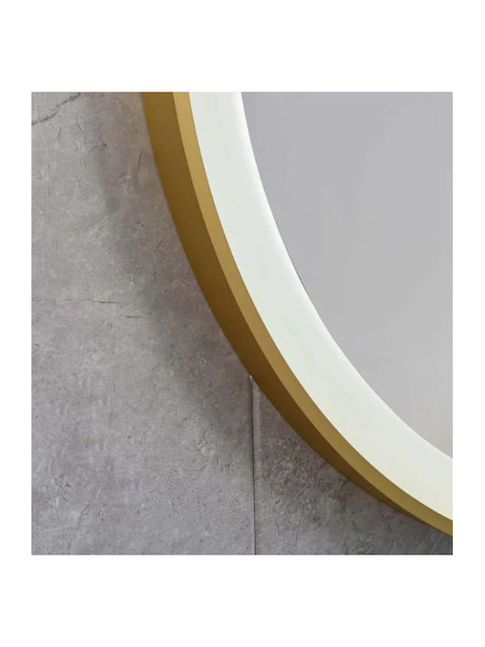 Καθρεφτης Μπανιου Ιμαντα Led Αφης Mirrorlux Selene S-4676g Στρογγυλος Φ-800mm Χρυσος