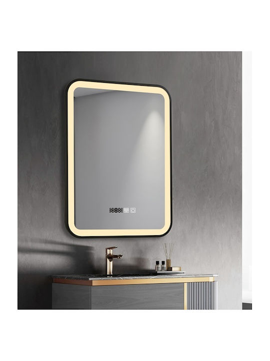 Καθρεφτης Μπανιου Led Αφης Mirrorlux Elora S-4657b Ορθογωνιος 800χ600mm Μαυρος
