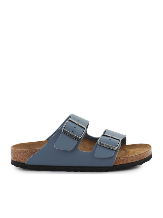 Δερμάτινα Γυναικεία Σανδάλια Μπλε Narrow Fit