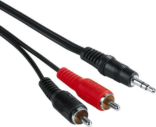 HAMA Καλώδιο Ήχου 3.5mm male - RCA male Μαύρο 5m 00043343