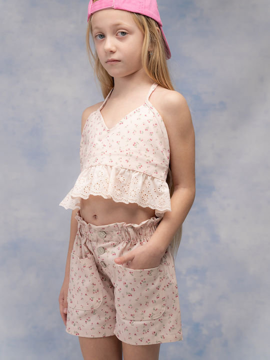 Kids Set with Shorts Summer 2pcs Salmon