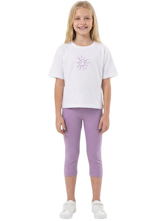 Nek Kids Wear Παιδικό Σετ με Κολάν Λευκό-λιλά 2τμχ