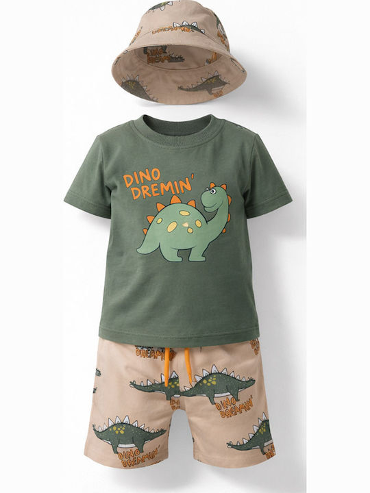 Kids Set with Shorts Summer 3 Pieces Khaki