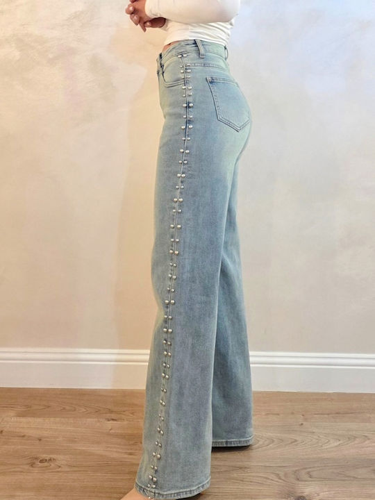 Hochgebirge Damen Jeans Hosen in Breit Bein Stil Grau
