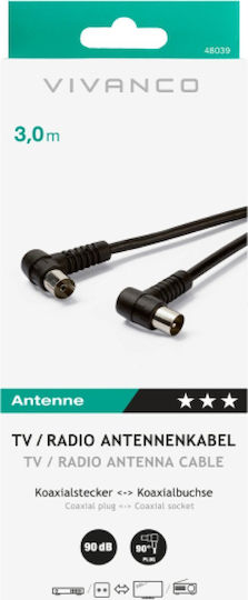 Vivanco Καλώδιο Κεραίας Coax male - Coax female Μαύρο 3m 1τμχ