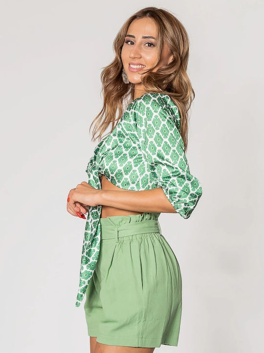 Bluza Damă Satinată Verde 70s