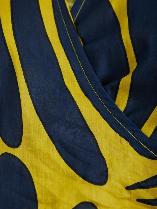 Women's Cotton Blouse with V Neckline Yellow