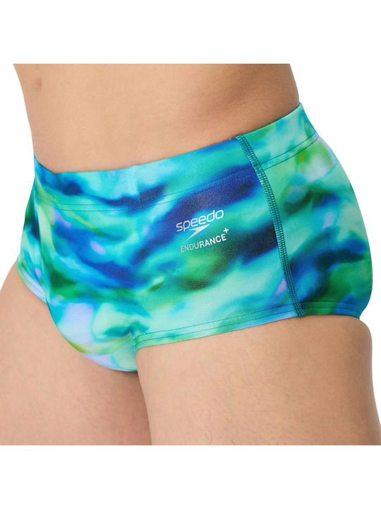 Men's Swimwear Slip Turquoise/Dark Green with Patterns