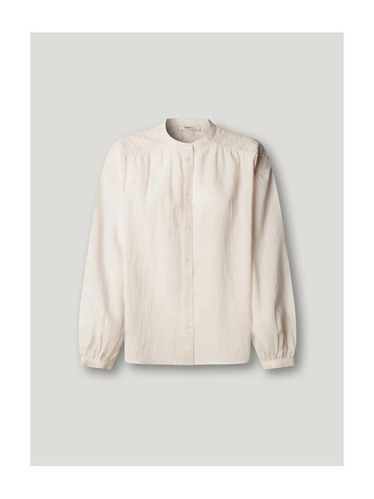 Women's Cotton Long Sleeve Blouse Antique White