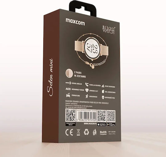 MaxCom FW28 Selen Stainless Steel Smartwatch με SIM και Παλμογράφο (Χρυσό)