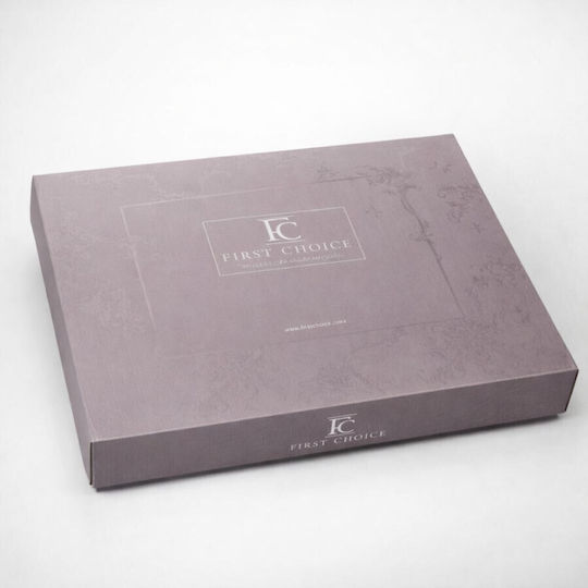 First Choice Cotton Duvet Cover Set 200x220cm Double With 4 Pillowcases & 1 Bed Sheet Beige/Grey