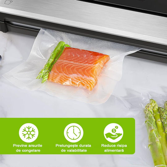 Set 100 Pungi Pentru Sigilarea Vidului Embosate Zafit 25 X 30 Cm Pentru Alimente Reutilizabile Durabile Pentru Sous Vide Mașină De Spălat Fără BPA Transparente