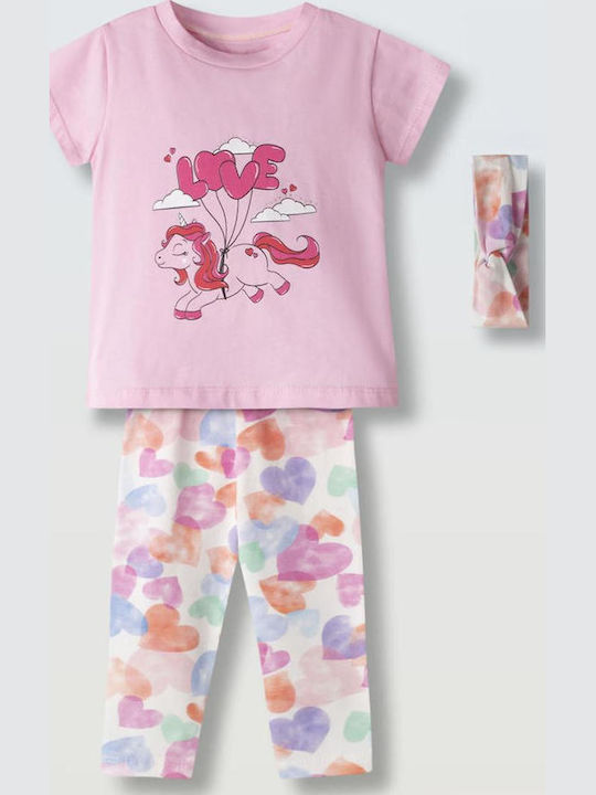 Kinder-Set mit Leggings Sommer 3Stück Pink