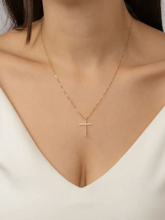 Damen Gold Kreuz 18K mit Kette