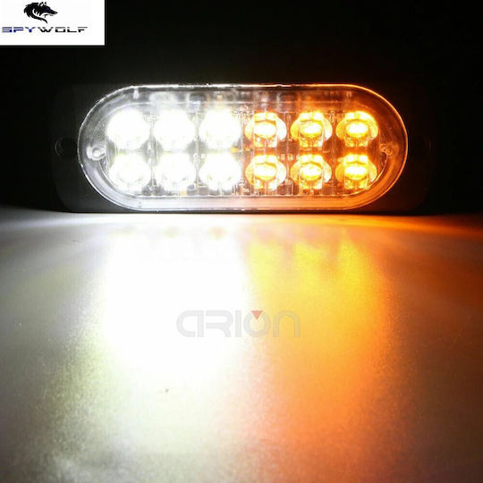 Primă Clas Led Stroboscop Lumini De Volum Alb-Galben 12led 12/24v 6000lm 10 Bucăți Tc-364