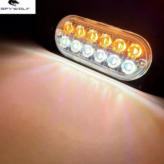 Primă Clas Led Stroboscop Lumini De Volum Alb-Galben 12led 12/24v 6000lm 8 Bucăți Tc-363