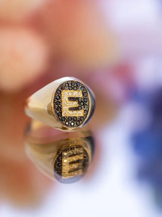 Damen Ritterring mit Zirkon aus 14K Gold