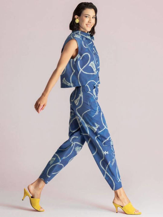 Damen Stoffhose Blau