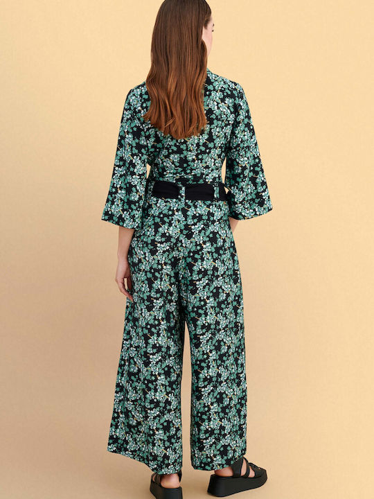 Women's Zip Culottes Floral Green