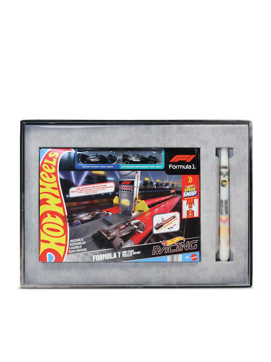 Racing Formula 1 Grid Start Track Set & 2 Die-Cast F1 Cars, 1:64 Hot Wheels