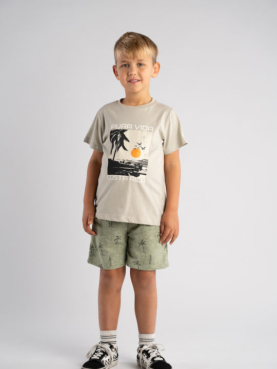 Kids Set with Shorts Summer 2 Pieces Beige-Gray