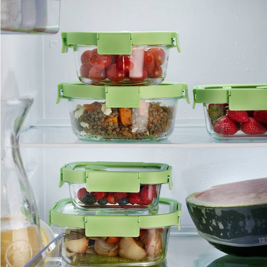 Lekue Glass Lunch Box Set Green 3 Pieces