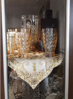 VS Home Fustă Pătrată cu Broderie Set 13buc K353 Ecru 120x120cm