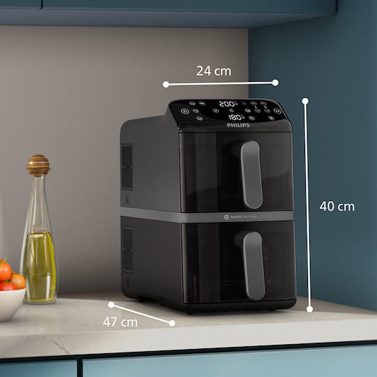 Philips Air Fryer με Διπλό Αποσπώμενο Κάδο 10lt Μαύρο NA460/00