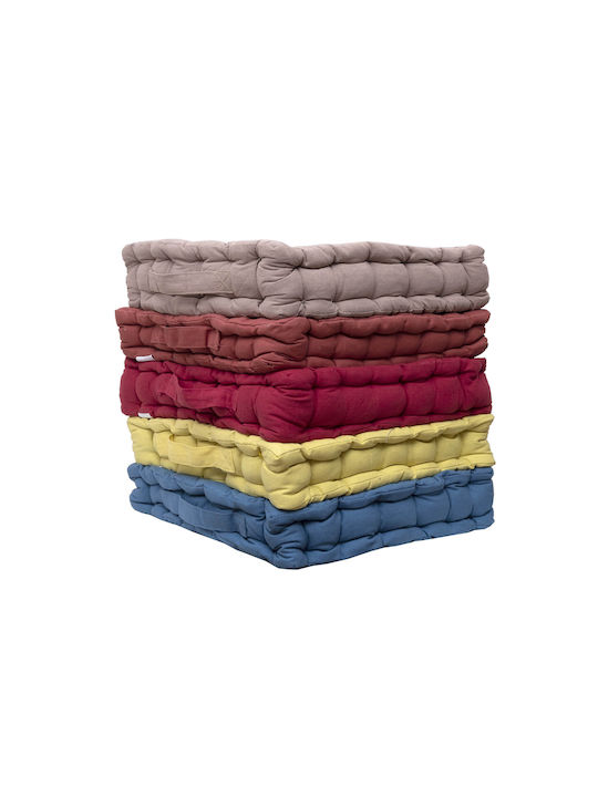 Viopros Floor Pillow 100% Cotton Yellow 40x40cm