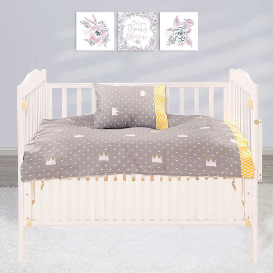 Beauty Home Комплект Бебешки Чаршафи За Количка Памучни с Ластик Жълти 70x140бр